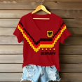 thumbnail image 4 of Women's Germany Football Graphic T-Shirt, V-Neck Casual Letter Print T-Shirt, Fashion Short Sleeve Graphic Tee, Summer Daily Lightweight Tops for Soccer Tournament 2026 Red Size: S, 4 of 4