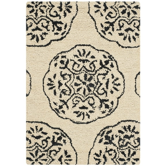 SAFAVIEH Bella Glenna Abstract Wool Area Rug, Ivory/Charcoal, 2' x 3'