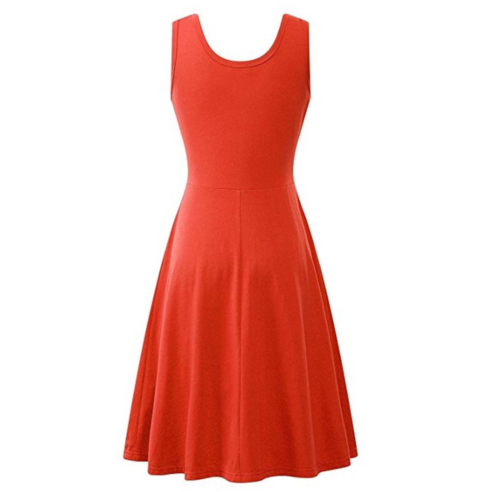 Puntoco Womens Plus Size Clearance Dresses,Women PlusSize Solid Color UNeck Sleeveless Aline