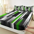 thumbnail image 3 of Manfei Black Green Gray Full Size Sheets 4-Piece, Modern Gradient Stripe Bed Sheets, Contemporary Geometric Sheet Sets, Lightweight Room Decor, 3 of 7