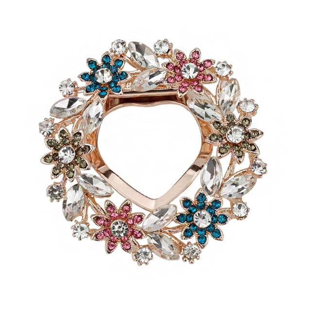 Women Scarf Fastener Sparkling Rhinestones Leaves Flower Shape Scarf Button Suits Coats Bags Scarves Badge Versatile Accessory
