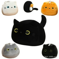 Black Cat Plush, Cat Stuffed Animals Plushie with 4 Cute Babies Cat Plushies in Her Tummys