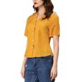 thumbnail image 4 of MODA NOVA Juniors Sweet Heart Polka Dots Blouse Short Sleeve Casual Button Down Shirts Yellow XL, 4 of 6