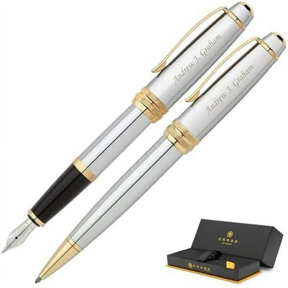 Personalized Cross Bailey Medalist Ballpoint and Fountain Pen Set. Set Includes Twist Ballpoint, Medium Nib Fountain, Starter Ink, Engraving, and Box.$$Office