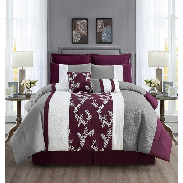 Soft Collection Microfiber Bed in A Bag Comforter Set (7-Piece),Queen