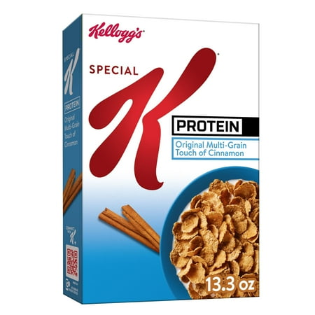Special K Protein Breakfast Cereal, 10g Protein, 11 Vitamins and Minerals, Original Multi-Grain Touch of Cinnamon, 13.3oz Box (1 Box)