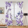 thumbnail image 2 of Purple Flowers Kitchen Curtains Window Panels, Butterfly Spring Floral Watercolor Farmhouse Insulated Window Treatment Curtain, Grommet Curtains for Bedroom/Living Room/Bathroom, 2 Piece 42"Wx84"L, 2 of 8