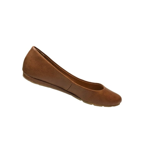 

SUN STONE Womens Brown Comfort Breathable Slip Resistant Eliana Round Toe Slip On Ballet Flats 9.5 M