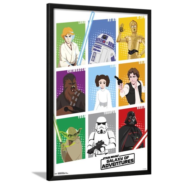 star wars galaxy grid lamina framed poster wall art 24x36 walmart com