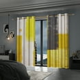 thumbnail image 3 of LFEEY Blackout Curtains, Modern Insulated Grommet Curtains, 42x84 inches, Painted Yellow Gray, 2 Panels, 3 of 6