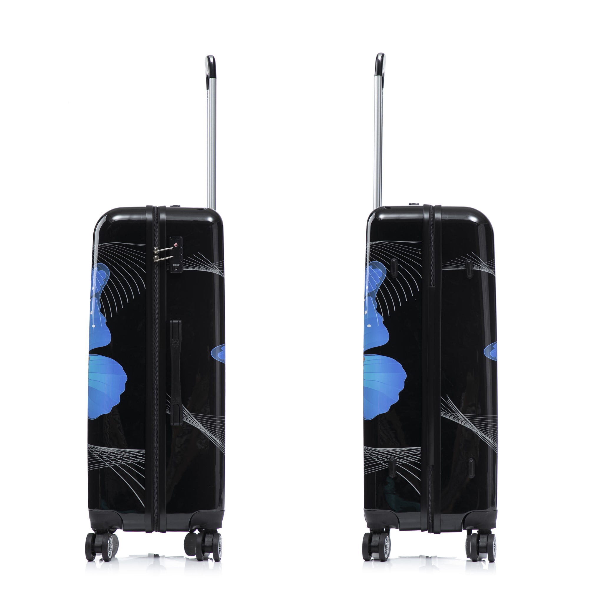 InUSA Print 28" Hardside Lightweight Luggage with Spinner Wheels, Handle, Trolley, Black Butterfly