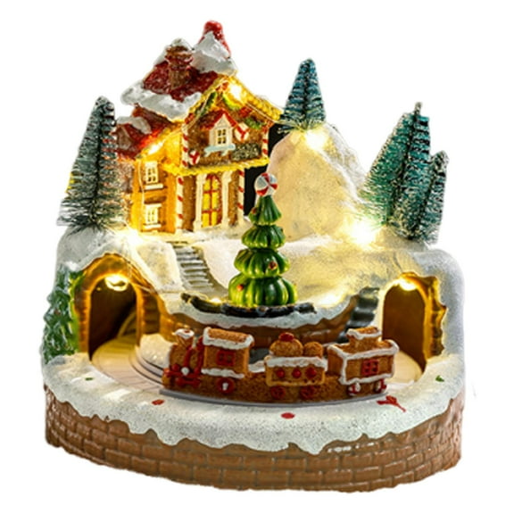 Kuntesetty Christmas Music Box Seasonal Sculpture Ornament Desktop Resin Rotating Train