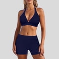 thumbnail image 2 of Womens Swimsuits Solid Color Beach Gathering Sports Separates Bikini Set Navy Bathing Suits for Women L, 2 of 3