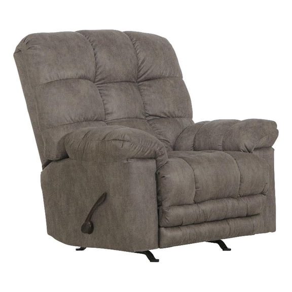 Bowery Hill Oversized Extension Footrest Rocker Recliner in Gray Fabric