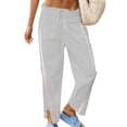 thumbnail image 2 of VISALY Wide Leg Pants Woman, Drawstring Pants Women, Women's Casual Loose Striped Sports Pants Y2K Sports Elastic High Waist Drawstring Wide Leg Pants, 1 Pack Athletic Pants for Women, Grey, M, 2 of 8