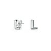 Alphabet Letter L Initial Block Type Stud Earrings Sterling Silver