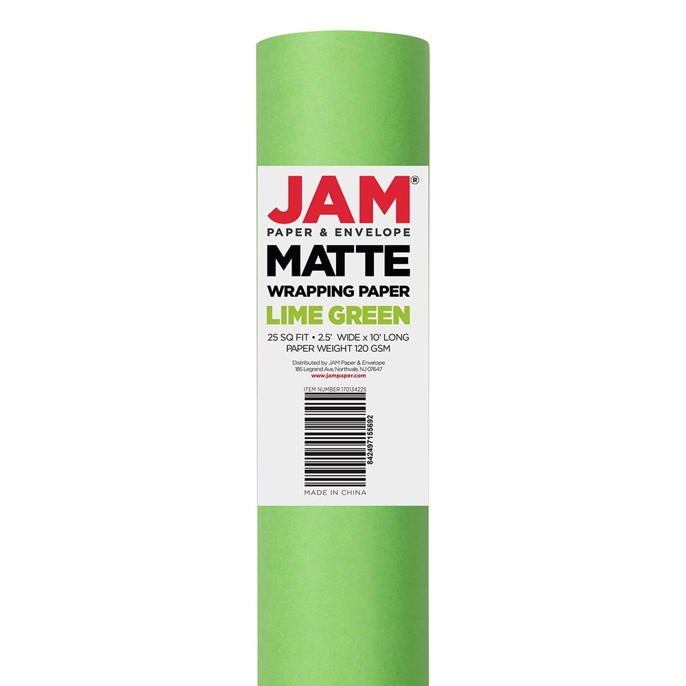 JAM Paper Green Gift Wrap Paper, 25 sq ft.