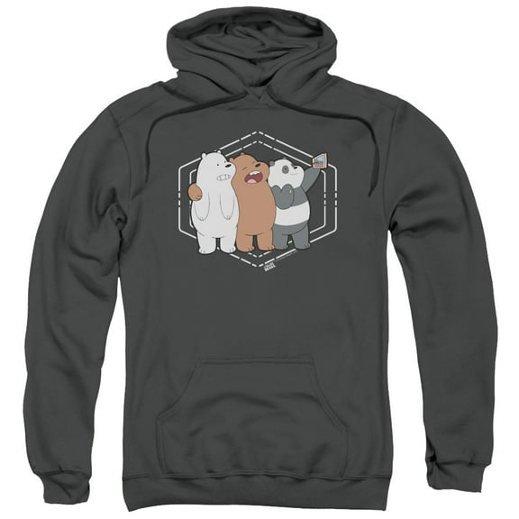 We Bare Bears Selfie Adult Pullover Hoodie Sweatshirt Charcoal