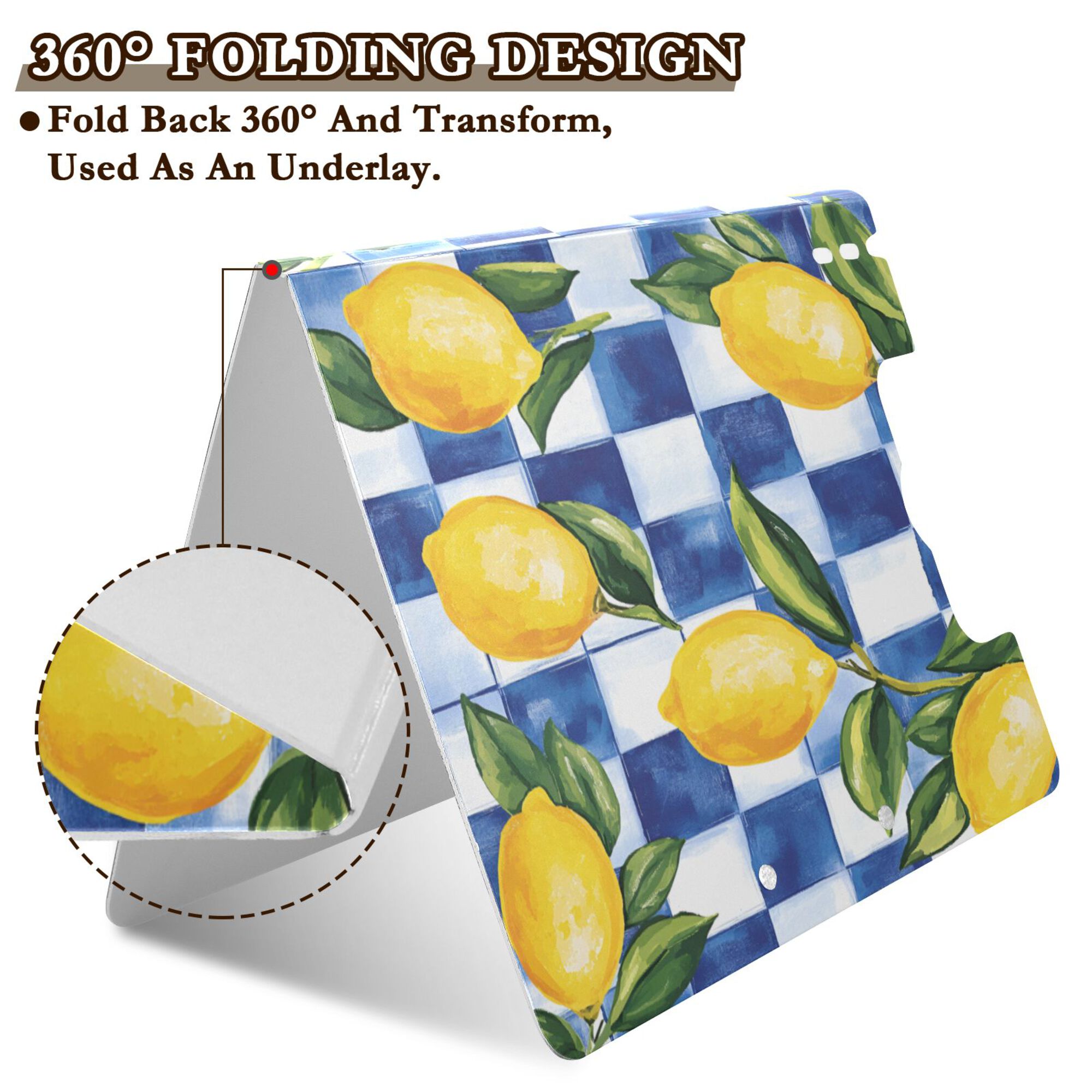 FORMRS A4 Clipboard Folder with Pen Holder Horizontal Foldable School Office Binder, Lemon Checkered