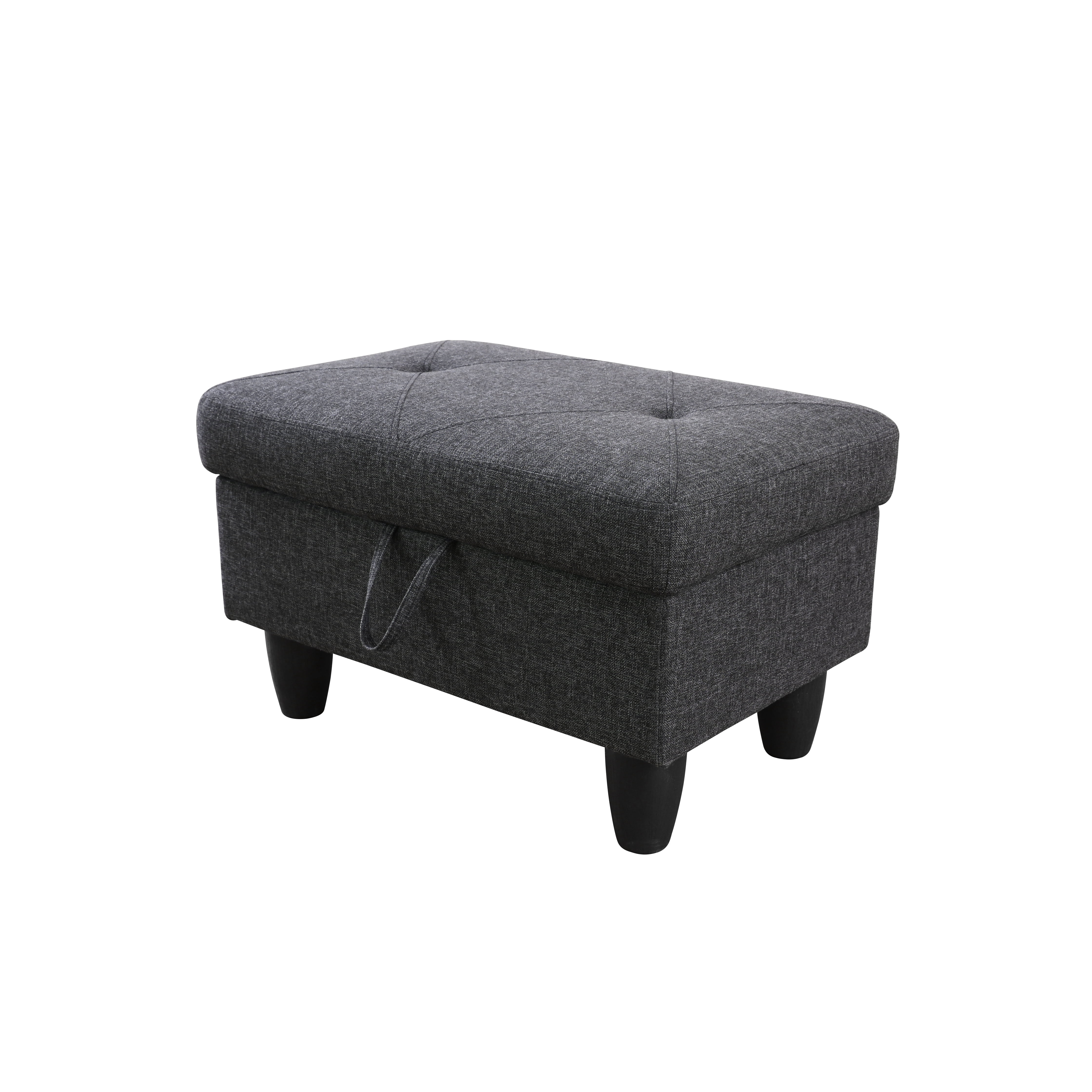 Gewnee 28.5" Storage Ottoman Bench Linen Upholstered for Living Room Bedroom Entryway Dark Gray