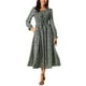 thumbnail image 1 of VESTIDO DE MUJER INSPIRE CHIC Estampado de Leopardo Manga Larga Ruffle Cuello en V Smoked Flowy Midi Vestidos de Guepardo con Bolsillos L Negro, 1 of 6