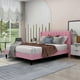 thumbnail image 1 of Queen Upholstered Platform Bed Frame with Headboard, Mattress Foundation, Wood Slat Support, Quiet, no Box Spring Needed My Lux Decor Round, 1 of 12