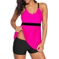 thumbnail image 3 of Traje de baño Zando Tankini rosa intenso con pantalones cortos para niños con control de barriga, 3 of 5