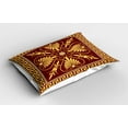 thumbnail image 2 of Ambesonne Greek Pillow Sham 2 Pack, Old Fashioned Frame Design, 36"x20", Yellow and Ruby, 2 of 3