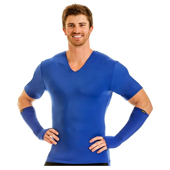 Royal Blue V-Neck Men's Firming Compression Under Shirt (Large)