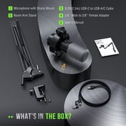 FIFINE K688 Dynamic Microphone with Boom Arm Stand, XLR USB Studio Microphone Kit for Computer with Mute, Monitor for Podcast, Music Recording K688CT