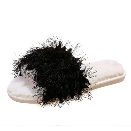 

House Slippers Women S Plush Shoes Sandals Flat Flip-Flops Easy To Wear and Take off Soft Warm Home Outdoor Shoes