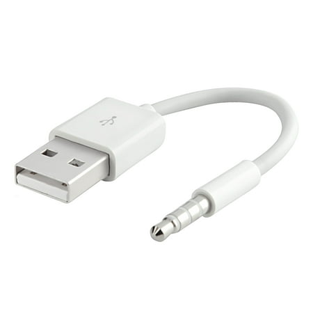 Insten 10.5CM White Shuffle 3.5mm Plug USB Cable For Apple iPod 3/4/5