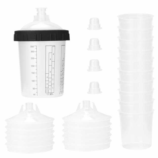 Juego de tazas para mezclar pintura para máquina pulverizadora con 4 tapones de sellado, 1 Abanopi Taza de mezcla de pintura