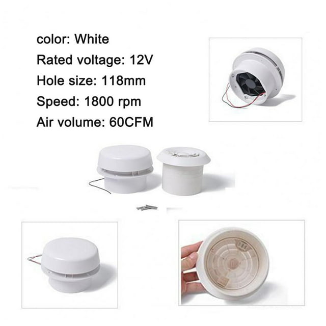 VONKY RV Fan 12V Travel Trailer Camper Motor Vent Exhaust Cooling Mushroom Adjustable Extractor Trailer Ventilation Accessories