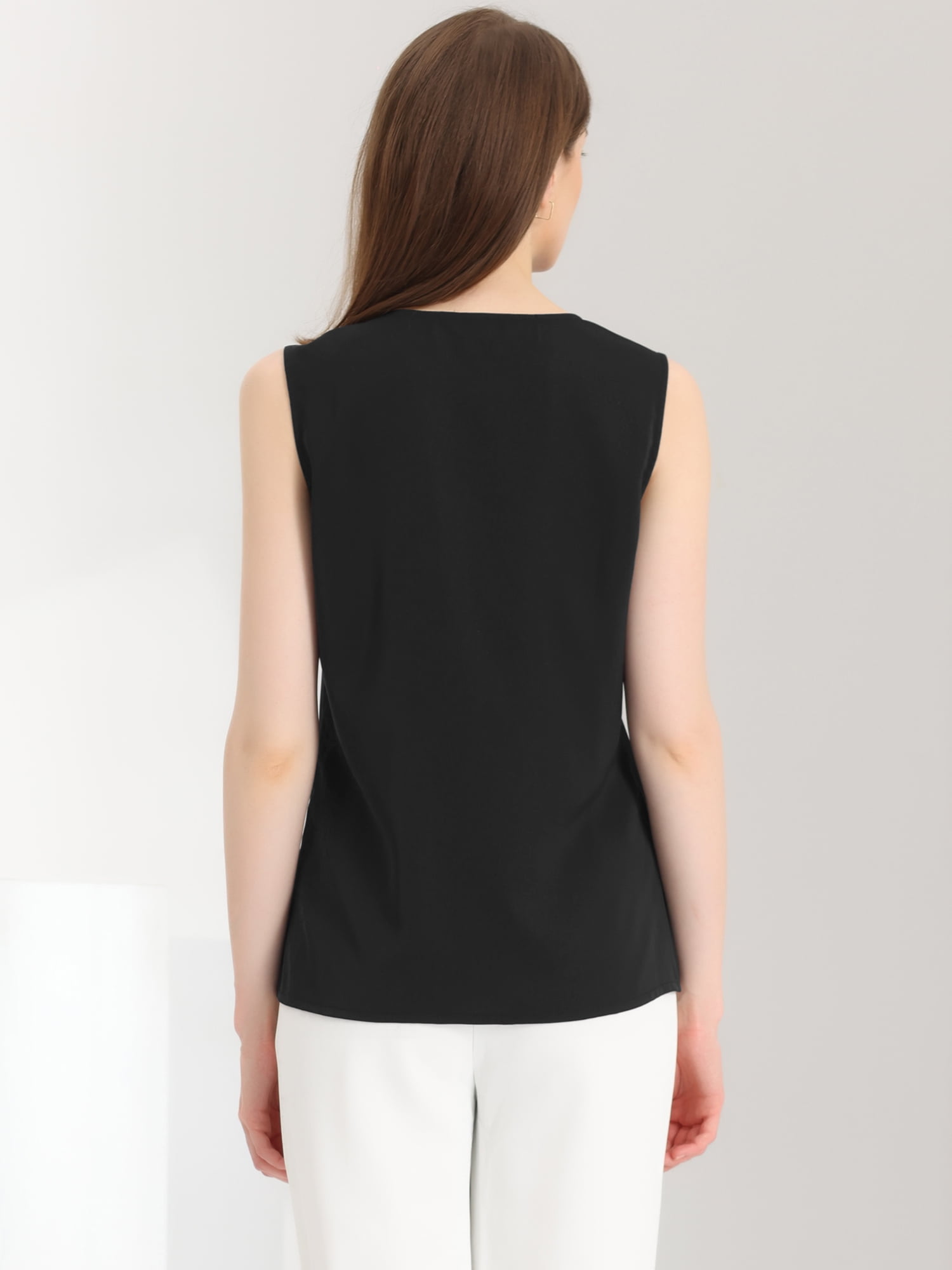 DARING DIVA Sleeveless Blouse Top Office Work Shirt L Black