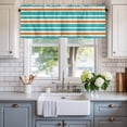 thumbnail image 2 of Turquoise and Orange Stripes Window Valance Curtain Striped Rod Pocket Short Curtain for Living Room, Bedroom & Kitchen Window Decor 42x12in, 2 of 8