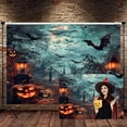 thumbnail image 2 of Halloween Backdrop, Scary Horror Fall Maple Leaves Pumpkin Shop Huge Spider Photography Background, Trick or Treat Autumn Halloween Decoration Party Photo Studio Props,10X8ft, 2 of 5