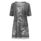 thumbnail image 4 of Taqqpue - Vestido playero bohemio informal de verano para mujer, con estampado floral, cuello redondo, manga corta, talla grande, 4 of 5
