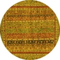 thumbnail image 1 of Ahgly Company Machine Washable Indoor Round Abstract Yellow Modern Area Rugs, 6' Round, 1 of 4