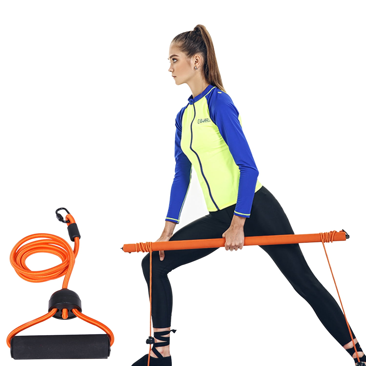 Pilates Bar with Resistance Band Yoga Exercise Bar Stick Kit Portable