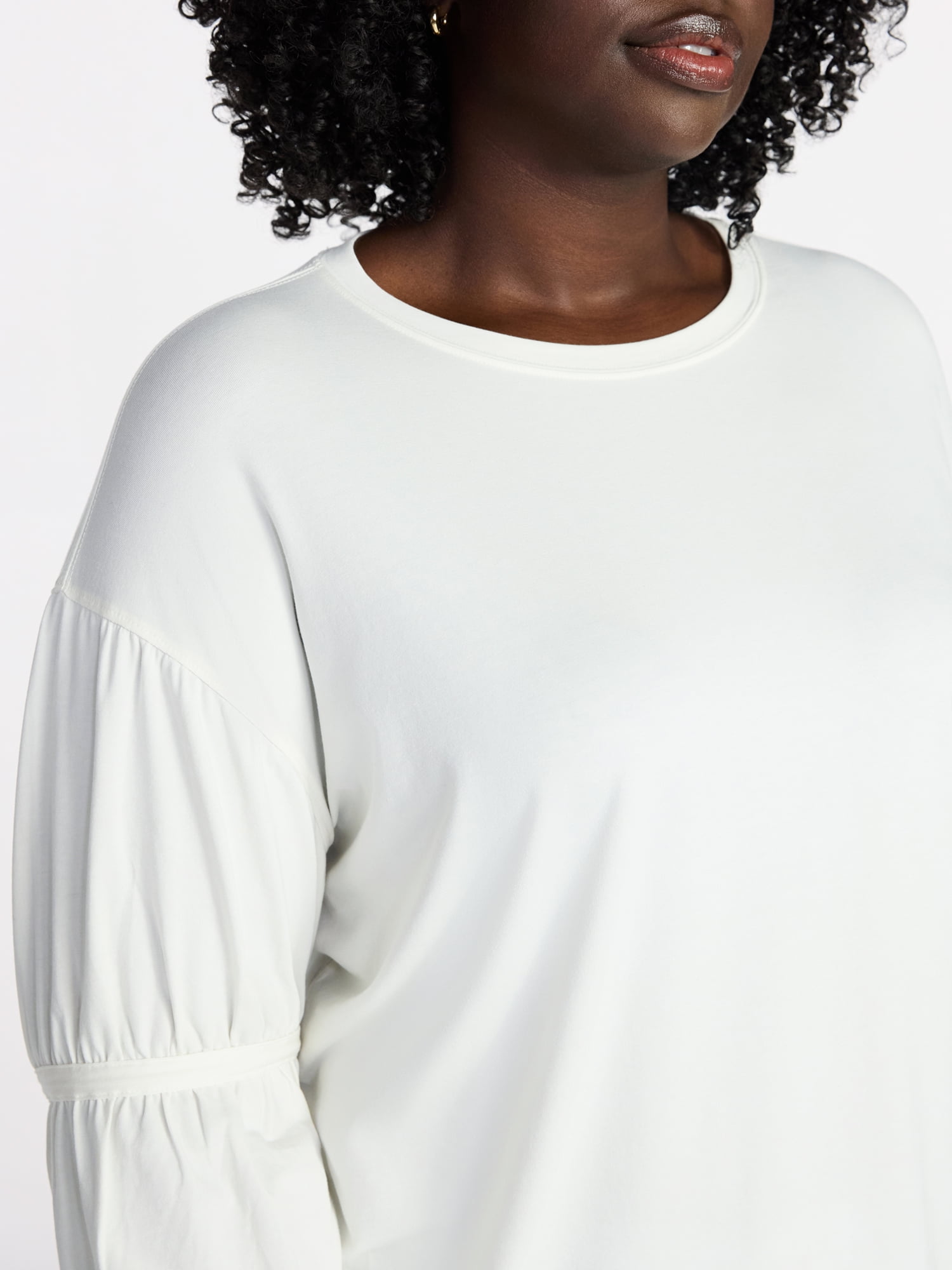 Terra & Sky Women's Plus Size Double Blouson Top with 3/4-Length Sleeves, Sizes 0X-5X