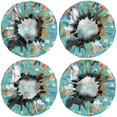 thumbnail image 2 of Shower Caps,Dog Pattern with Pioneer Flower Background Waterproof Shower Cap for Women 4 Pieces,Double Reusable Hair Cover for Shower PEVA Elastic Stretch Hem, 2 of 7