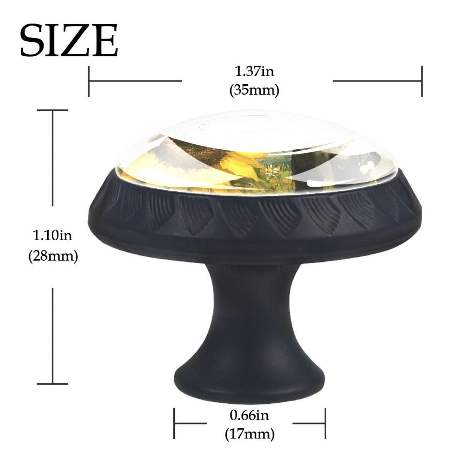 4 Pcs Cow and Sunflower Knobs for Kitchen Cabinet Cupboard Dresser Bookcase Drawer Pulls Handles Round Home Decor