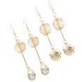 thumbnail image 4 of Moda encanto mujer chapado en oro bola redonda colgante largo pendientes joyería Pendientes de flores Yuyangstore Pendientes largos colgantes, 4 of 8