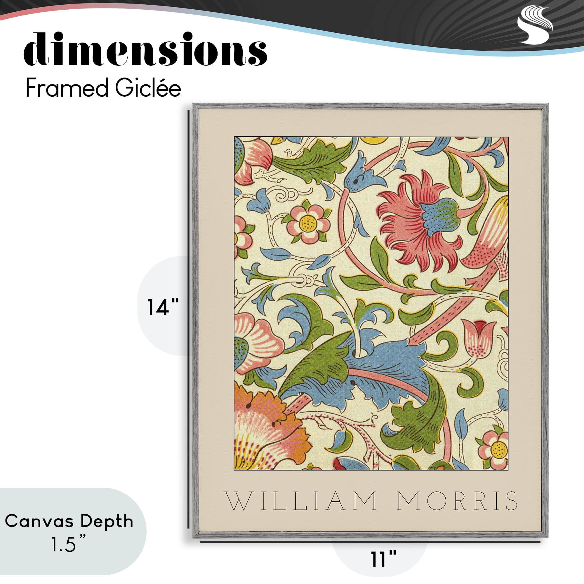 Stupell Industries Stylish Boho Classic Flowers Gray Framed Giclee Art, design by Lil' Rue