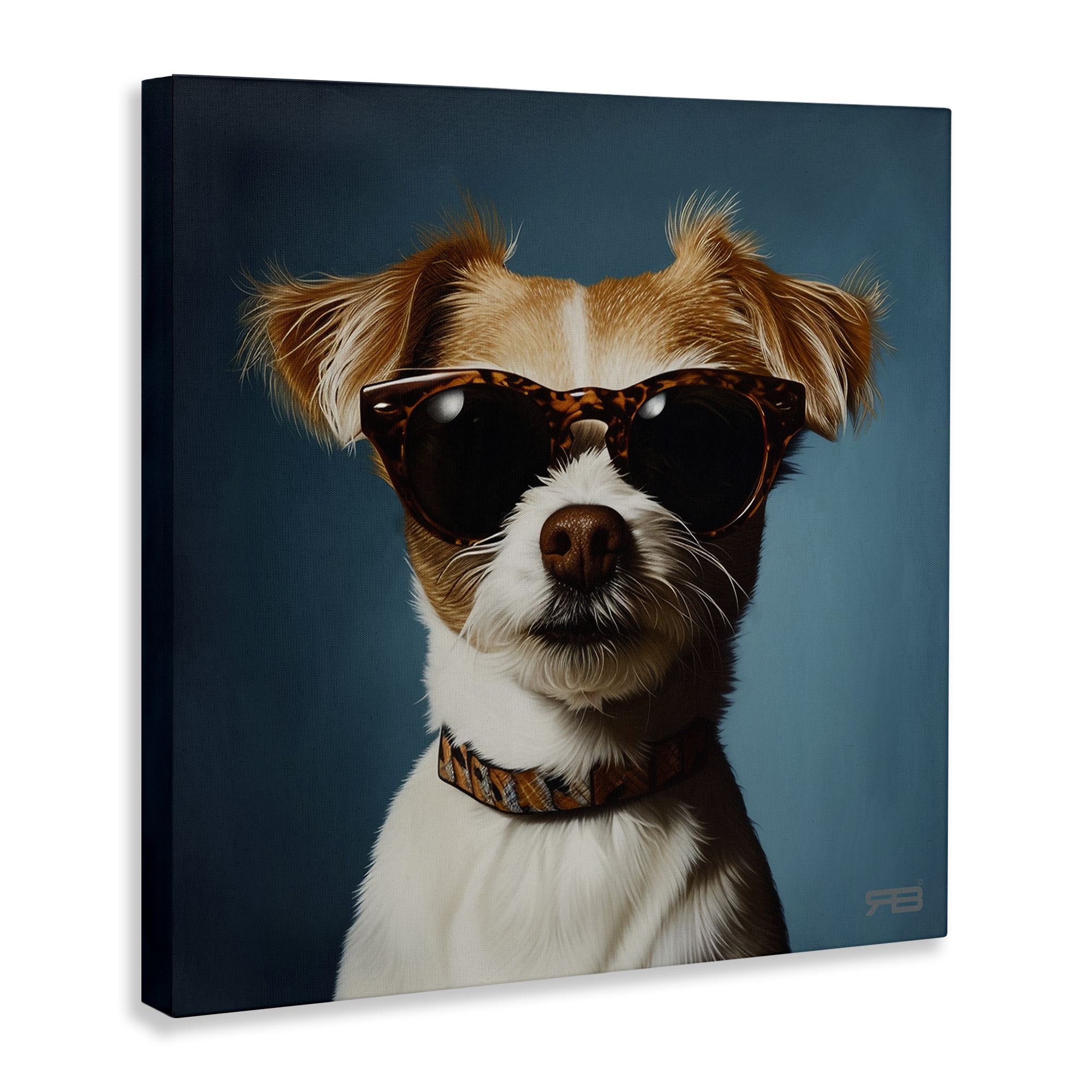 Stupell Industries Cool Dog on Blue Animals & Insects Painting Gallery Wrapped Canvas Art Print Wall Art, 24 x 24