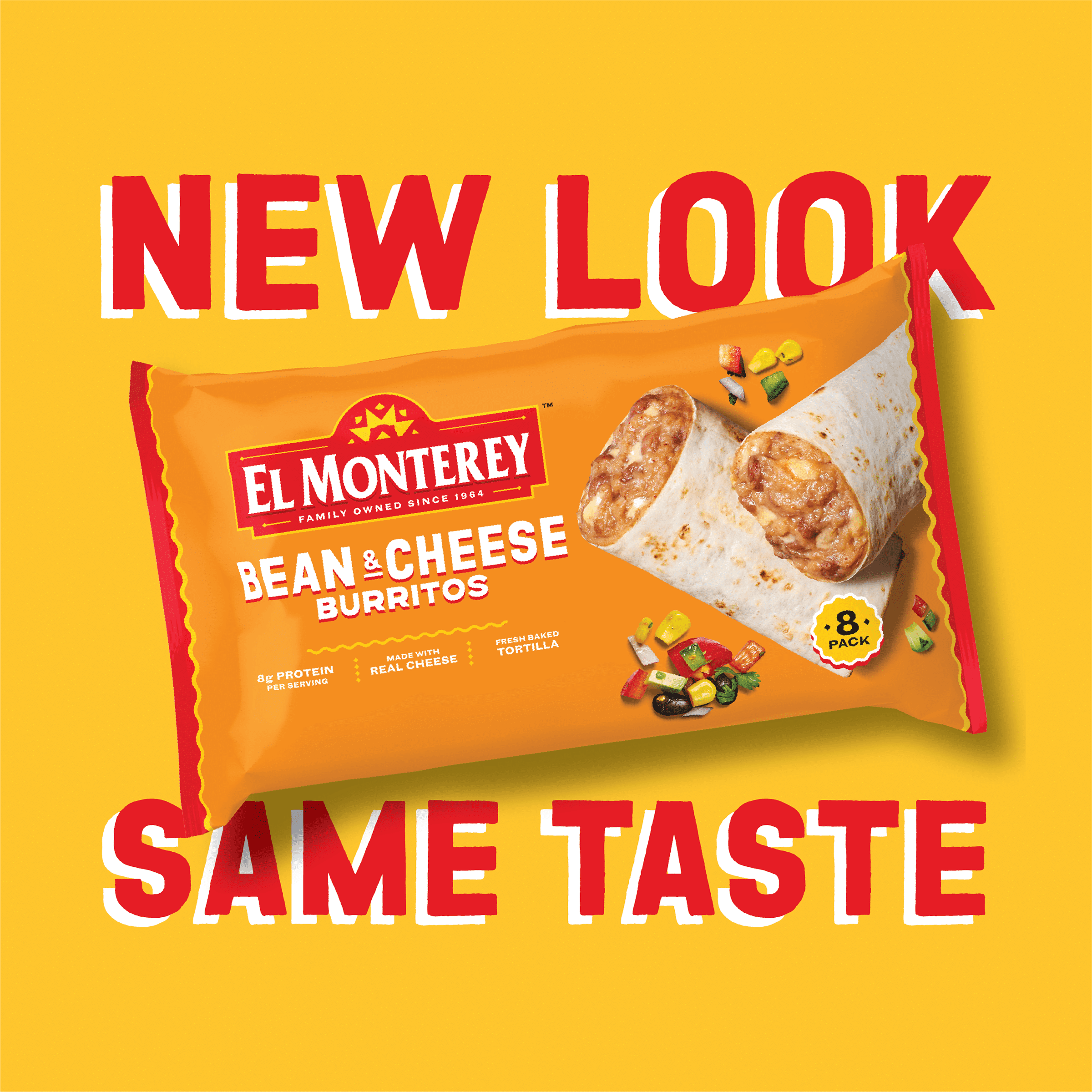 El Monterey Bean & Cheese Burritos, 32 oz, 8 Count (Frozen)