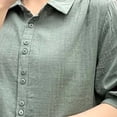 thumbnail image 5 of Womens Button Down Shirts Collar V Neck Half Sleeve Dress Shirts Casual Solid Color Summer Tops Work Blouses Green, 5 of 5