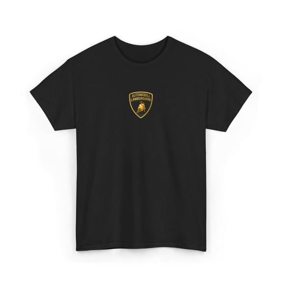 Lamborghini Classic Italian V12 Supercar Emblem Tee T-Shirt Print Small Design - Black / M