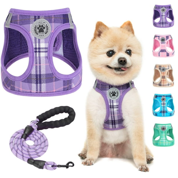 Set de arnés y correa para perros BEAUTYZOO Step in No Pull Purple S